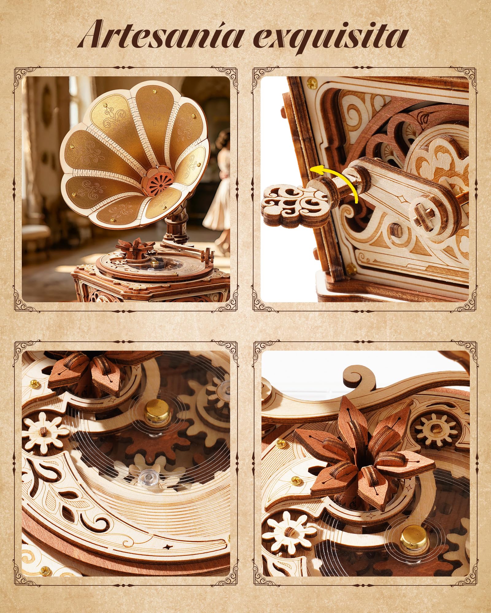 ROKR Puzzle 3D Madera,Diva Gramophone Caja de Música Maquetas para Construir Adultos,Regalo DIY para Adolescentes Y Adultos