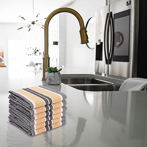 Miniatura 6 de Paquete de 6 trapos de cocina vintage, rústicos, de 100% algodón, altamente absorbentes, de secado rápido, de grado profesional con lazo para