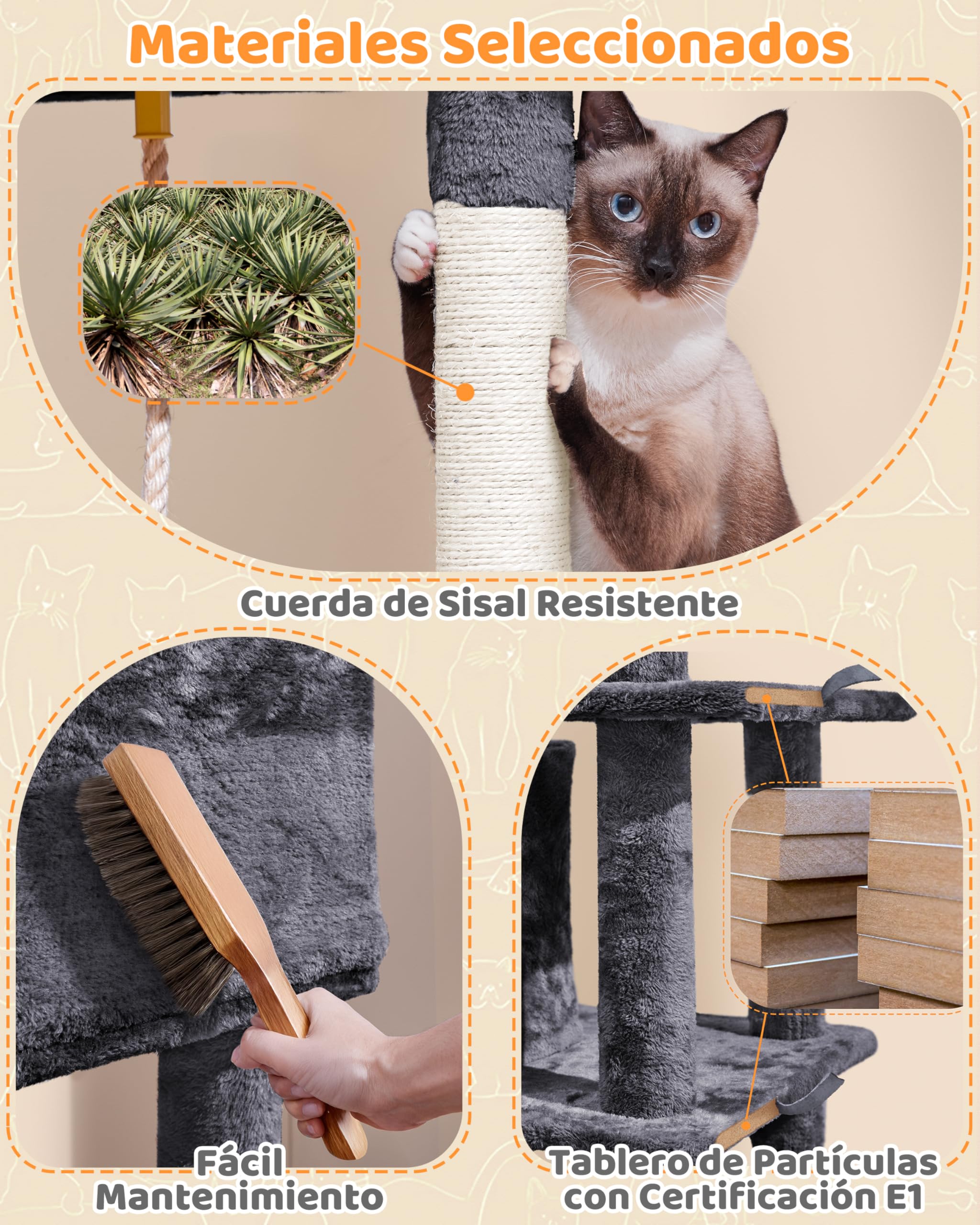Yaheetech Árbol rascador para Gatos Grandes Torre de Gatos de Altura 159 cm con Múltiples Plataformas Cueva Tela de Felpa Condominio Perchero Hamaca Gris Oscuro