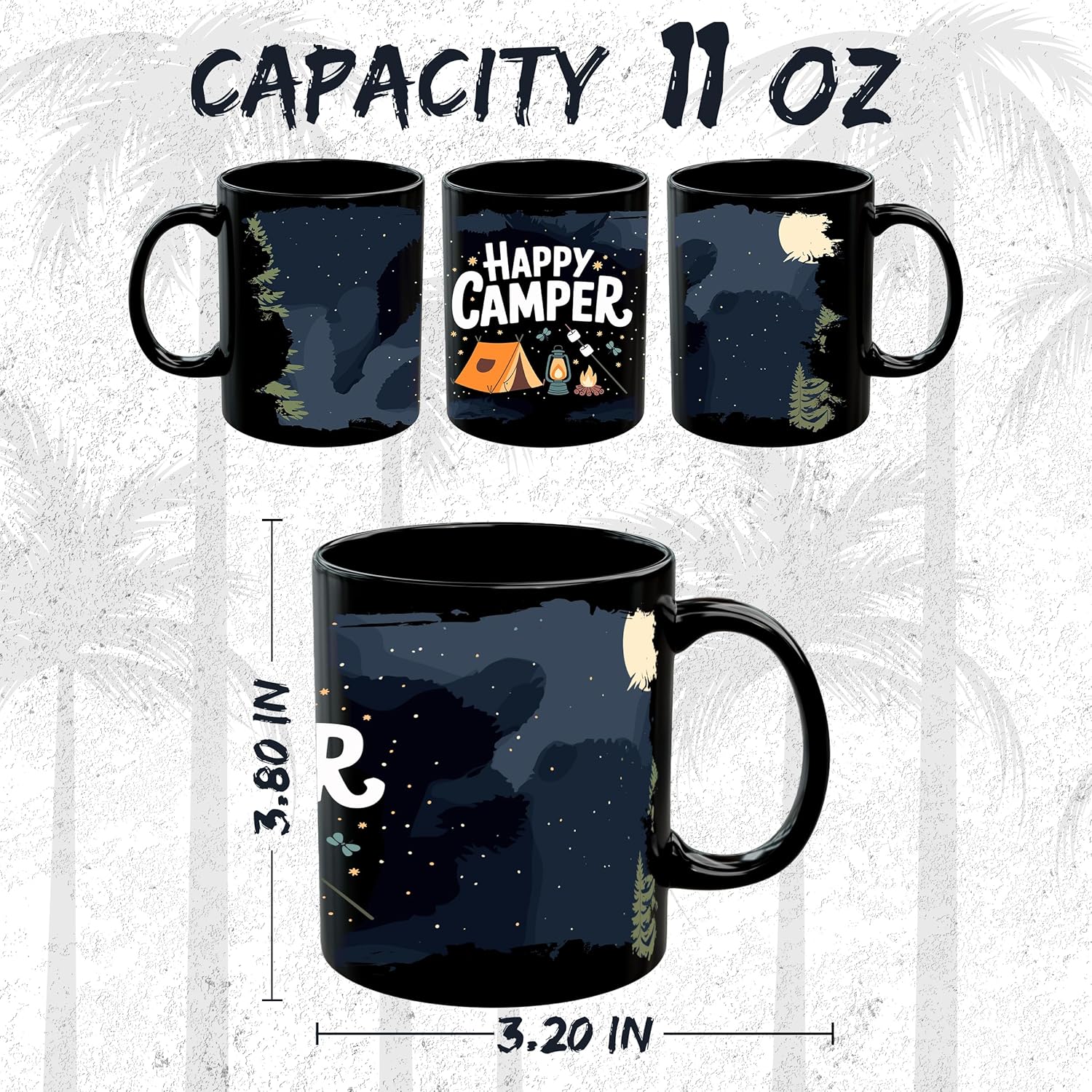 Happy Camper Ceramic Coffee Mug 11oz Outdoor Adventure Camping - Tea Coffee Mug with Comfortable Grip - Unique Fun Gift Cup for Office or Home - Vibrant Long-Lasting Print ID45211 - Image 2