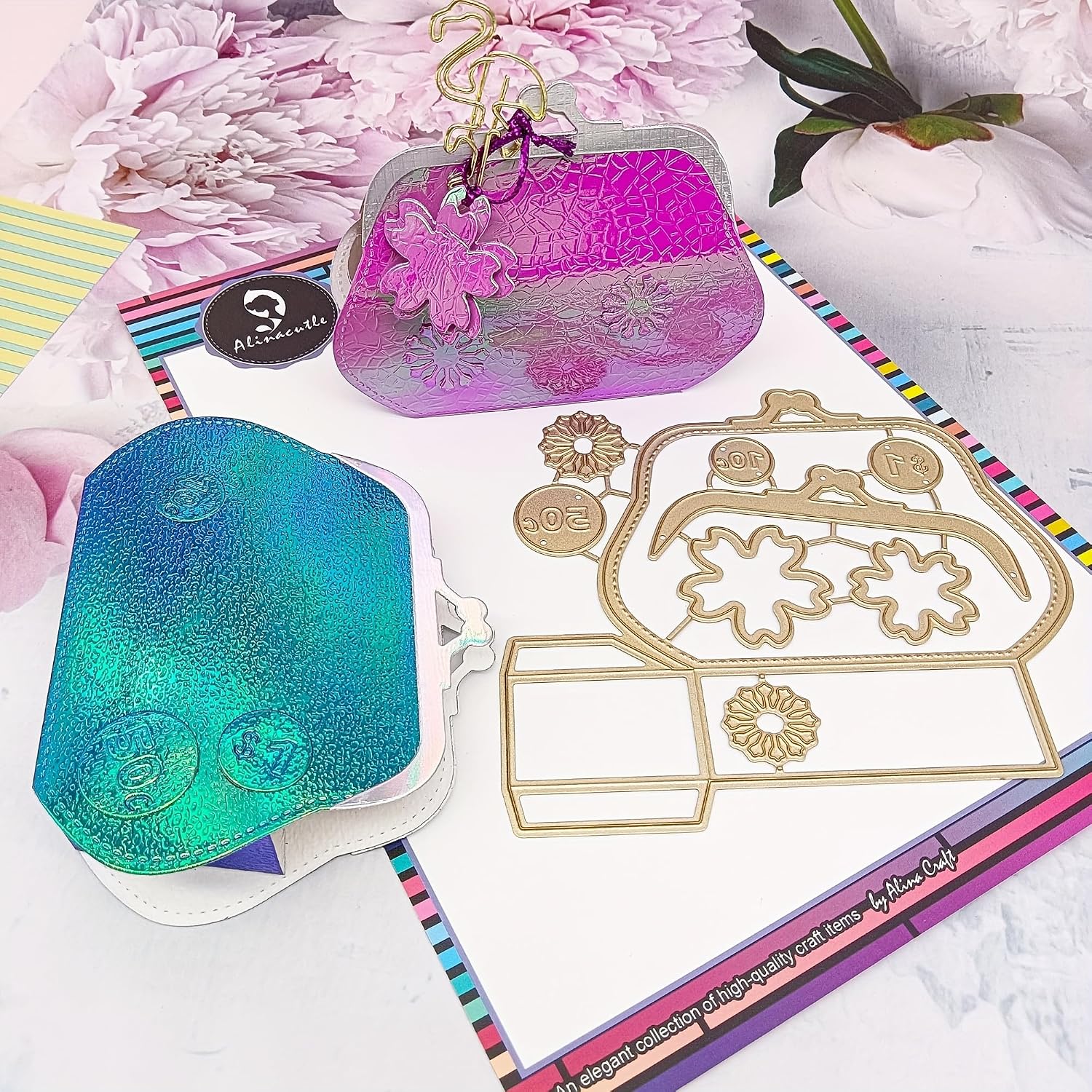 Alinacutle Coin Purse Makeup Bag Metal Cutting Die Cut for Gift Packing Paper Craft Handmade Card Making DIY Greeting Cards Scrapbooking and Album Holiday Gifts Decor