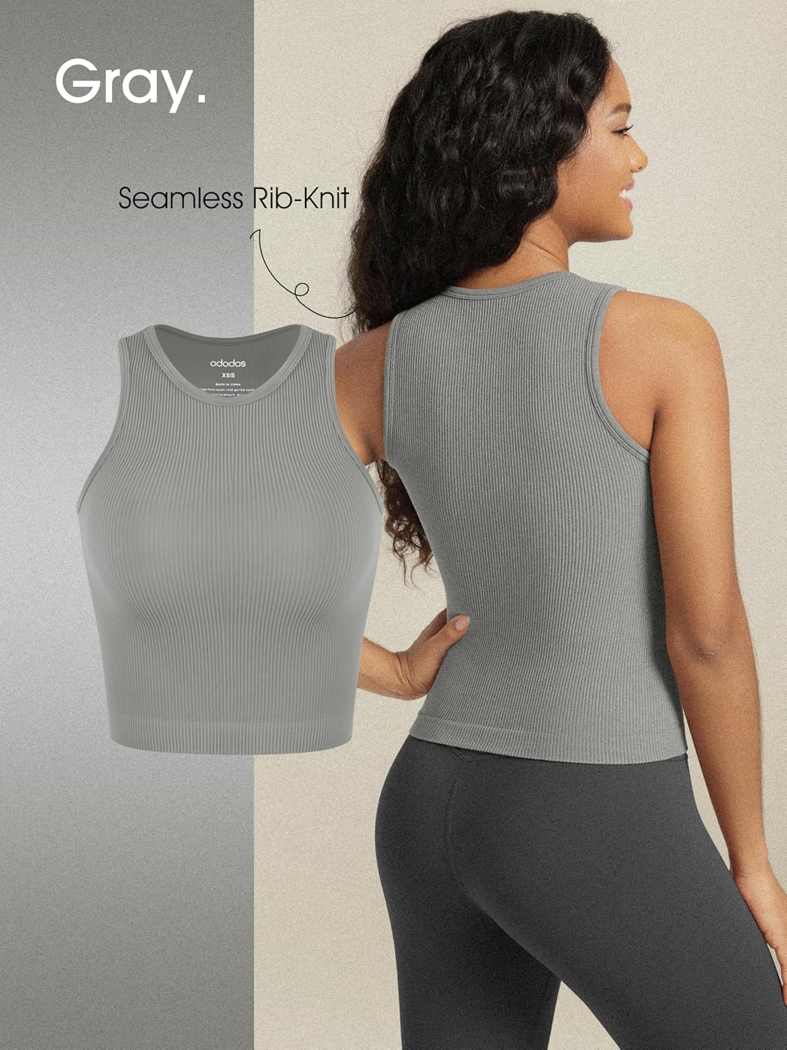 ODODOS 3-Pack Seamless Crop Tank for Women Ribbed Soft High Neck Cropped Tops - Image 5