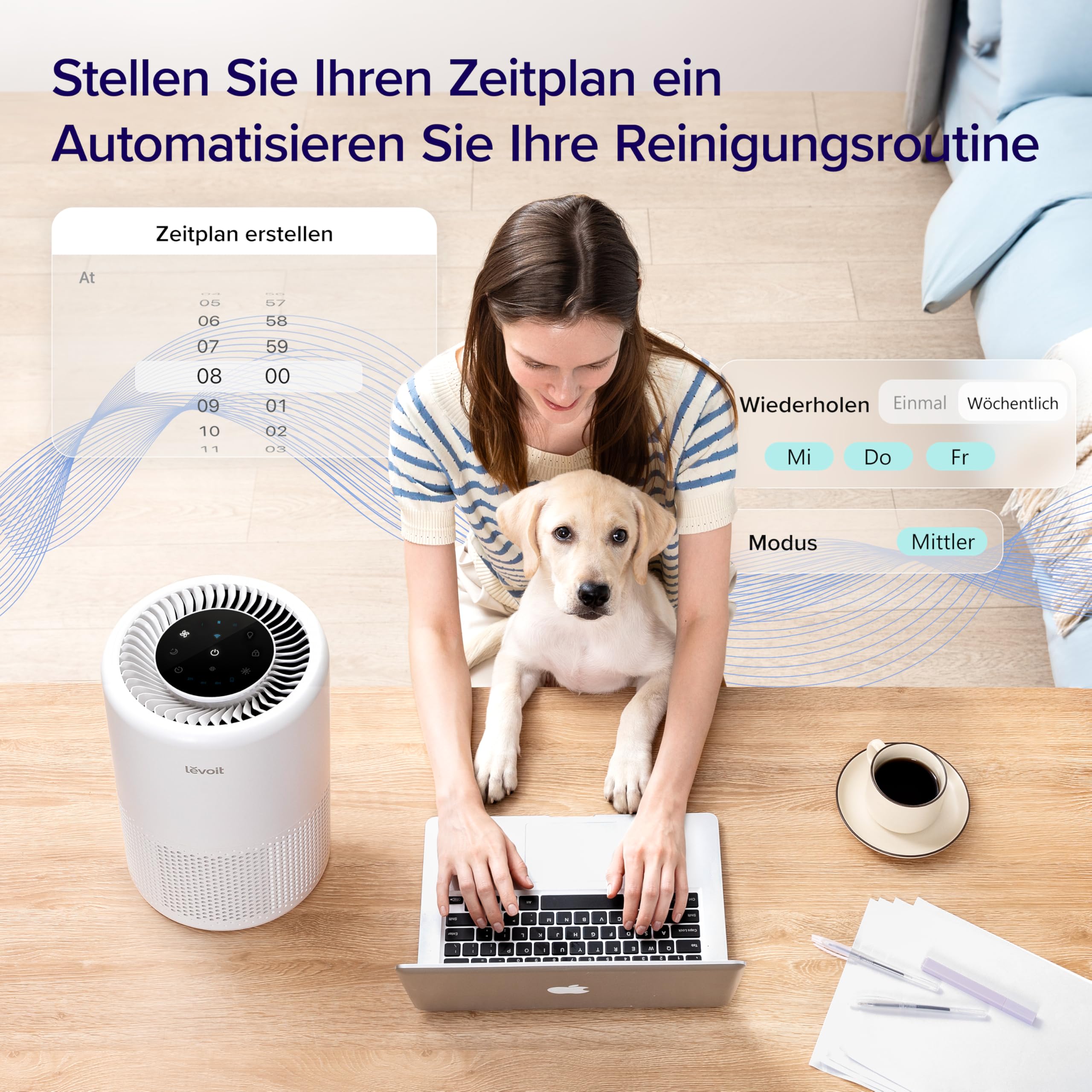 Levoit Luftreiniger 3-in-1 HEPA Filter Air Purifier bis 31.5㎡ Mattweiß
