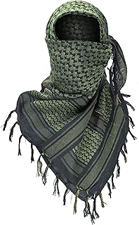 Luxns Military Shemagh Tactical Desert Scarf / 100% Cotton Keffiyeh Scarf Wrap for Men And Women/Black Green 43