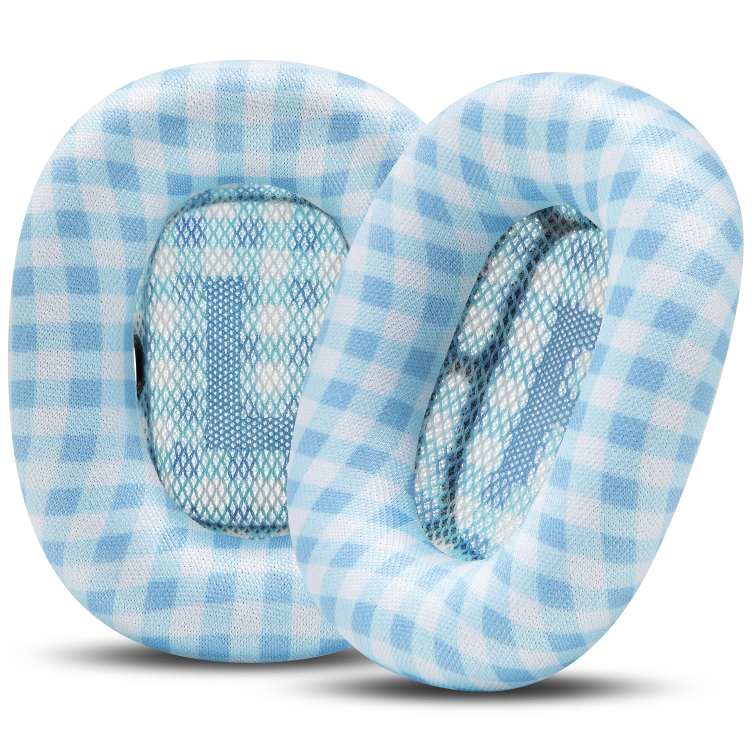 Wicked Cushions PadZ Max - Replacement Ear Pads Compatible with Apple AirPods Max by Wicked Cushions | Soft Fabric, Enhanced Comfort and Noise Isolation | Blue Gingham