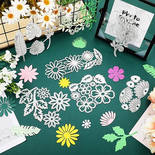 Miniatura 4 de 30 piezas de flores troqueladas en 30 estilos, troqueladas huecas para hacer tarjetas, diseños de hojas florales en 3D para hacer tarjetas