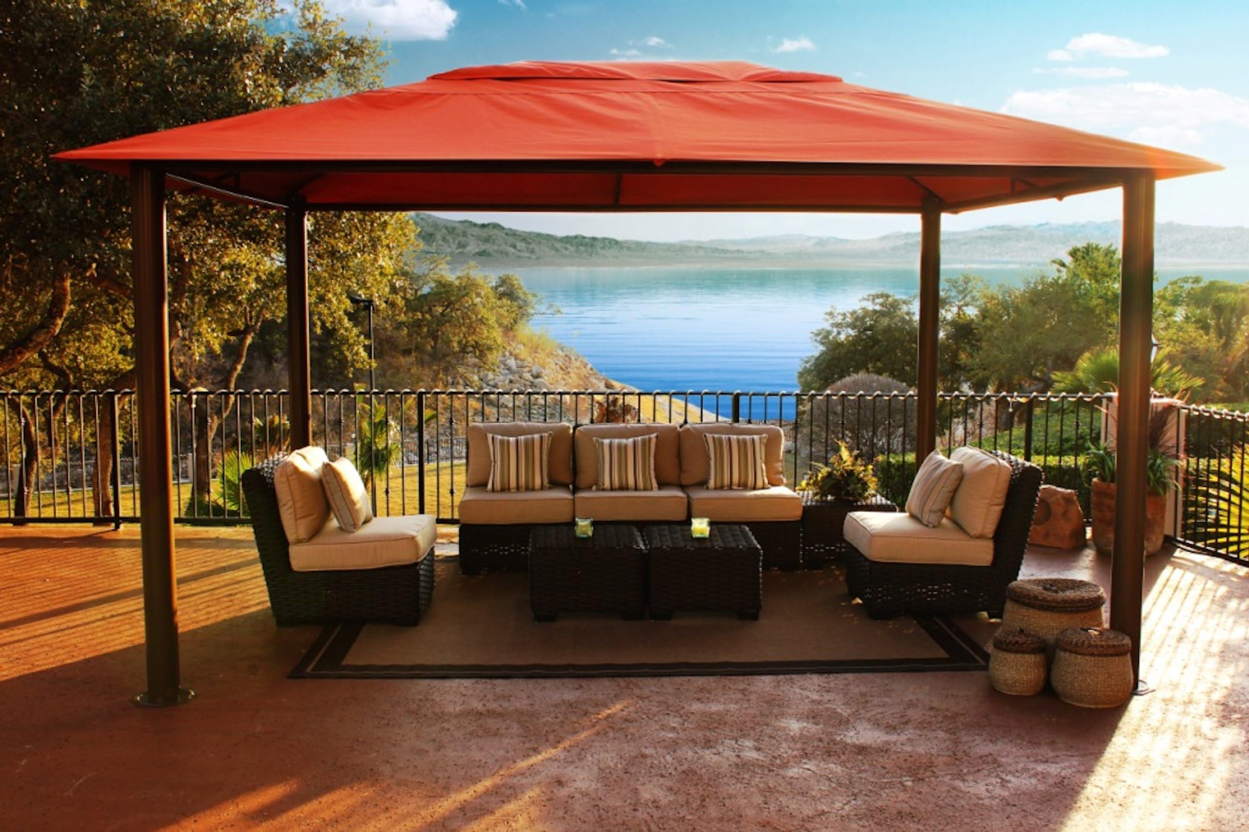 Paragon-Outdoor Valencia Gazebo, 11' x 14' Sunbrella Gazebo