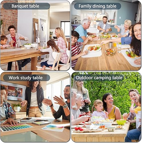 Miniatura 6 de Mesas plegables, mesa plegable de 6 pies con asa y patas de acero, para interiores y exteriores, mesa portátil plegable por la mitad para