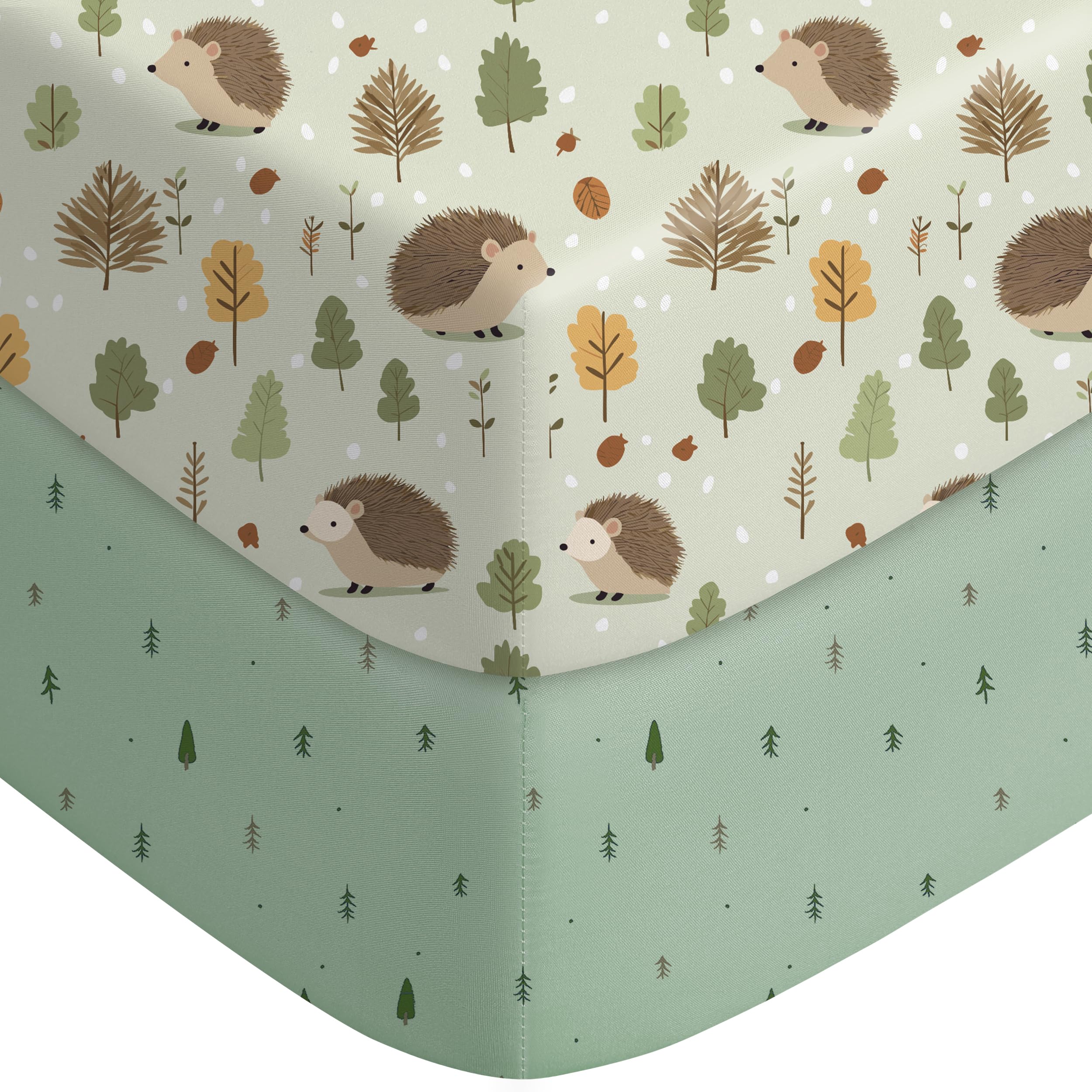 FILLEEP Pack and Play Sheets Fitted, Mini Crib Sheets 2-Pack for Pack N Play Mattress, Stretchy Playpen Sheet for Boys Girls, Softness and Breathable, 38" x 26"