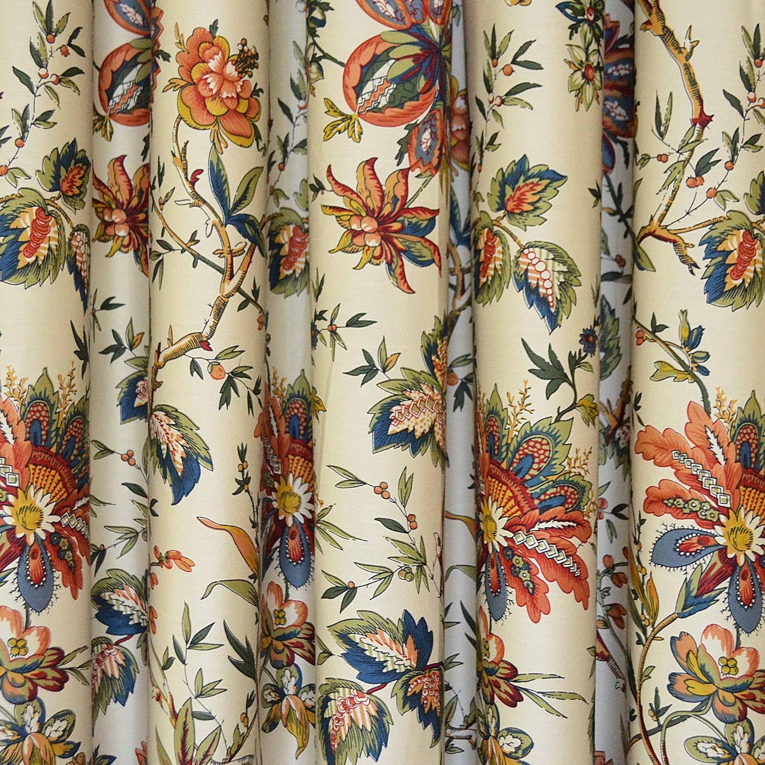 Waverly Felicite Floral Pattern with Grimp Trim Window Valance Curtains, 50" x 15", Creme