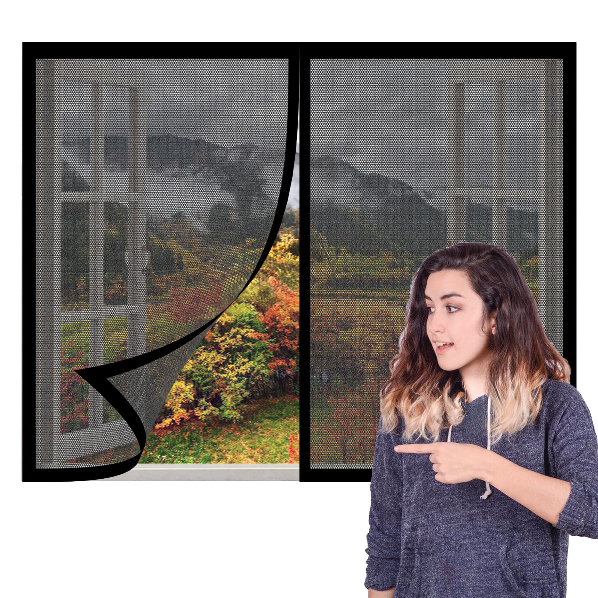 Chengtt Black Adjustable Magnetic Fly Screen Window 165 X 115 Cm Keep Fly Mosquito Out Reinforced Thickened Window Screen Easy Installation For Living Room Bedroom Offfice,