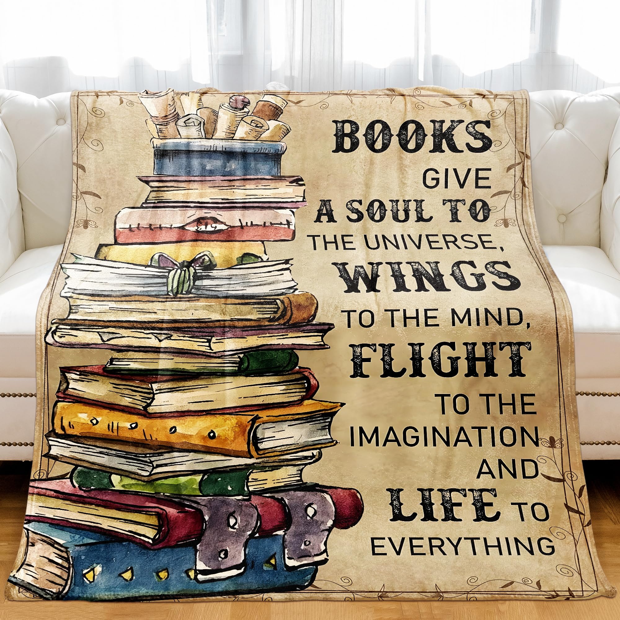 Lesedecke „Bücher Geben Eine Seele“ – Kuscheliges Geschenk Für Buchliebhaber, 127 X 152 Cm, Bedruckt