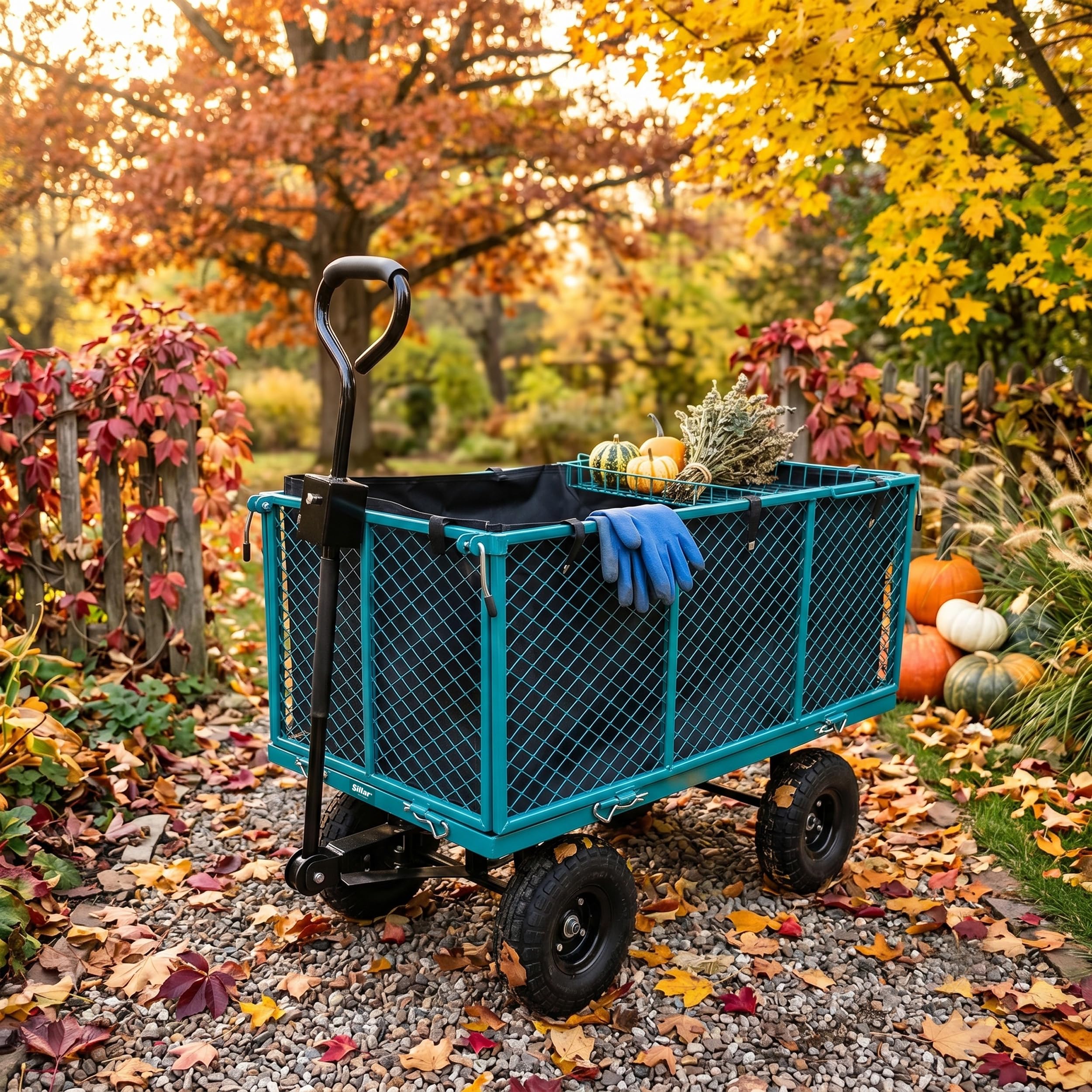 Sillar Tectake Carrello Spiaggia Giardino 4 Ruote – Carrello Pieghevole Portatutto 350 kg in Rete d’Acciaio, Paratie Apribili, Wagon Campeggio Portalegna