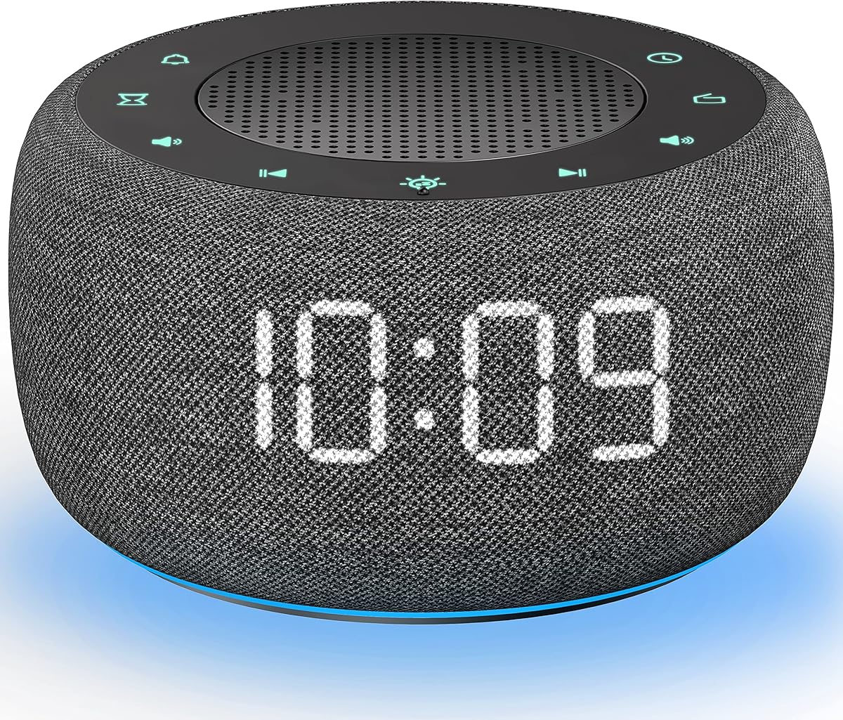 Buffbee Digitaler Radiowecker für das Schlafzimmer - 7-farbiges Nachtlicht, High-Fidelity-Klangqualität mit nach oben gerichtetem Lautsprecher, 4 Wecktöne, Full Range Display Dimmer für den Nachttisch