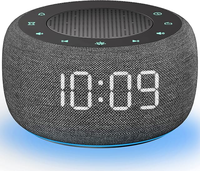 BUFFBEE Small Alarm Clock Radio for Bedrooms - High Fidelity Sound & Upward Speaker for Radio, 4 Wake Up Sounds, 7 Color Night Light, Full Range Display Dimmer for Bedside