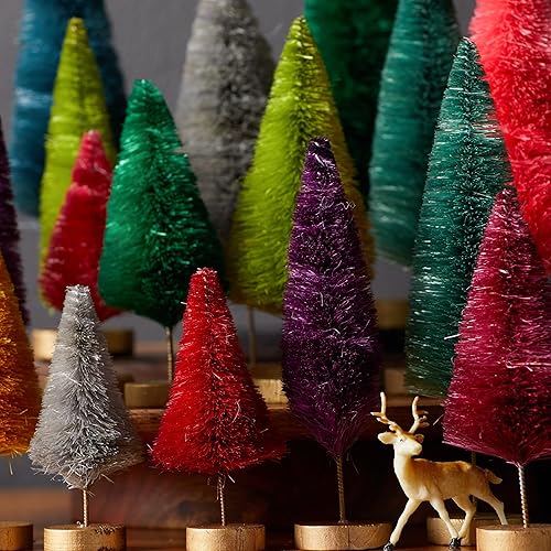 Miniatura 10 de Bottle Brush Trees Set of 6, Hand-Dyed Blue Green Décor, Table Centerpiece, Pinetree, Trending Home Decor, Hostess Gift, Modern Mantel, Office Decor