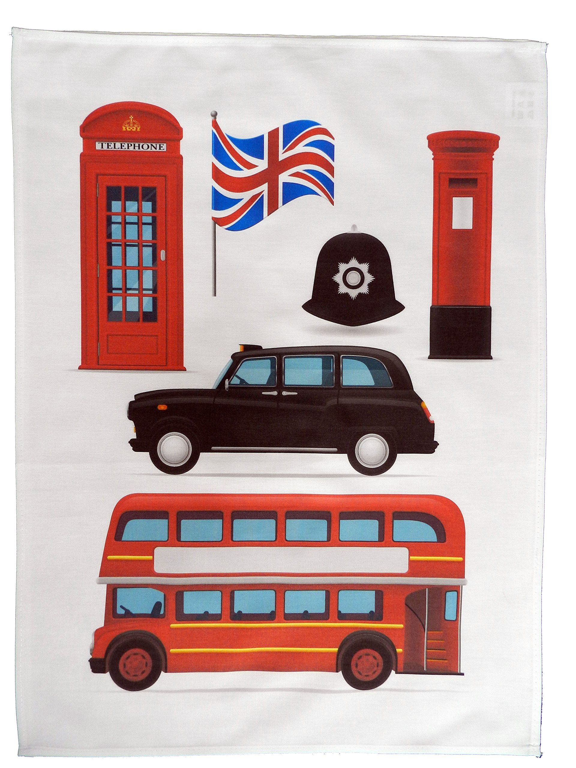 Half A Donkey Multicolour Iconic London Images - Large Cotton Tea Towel