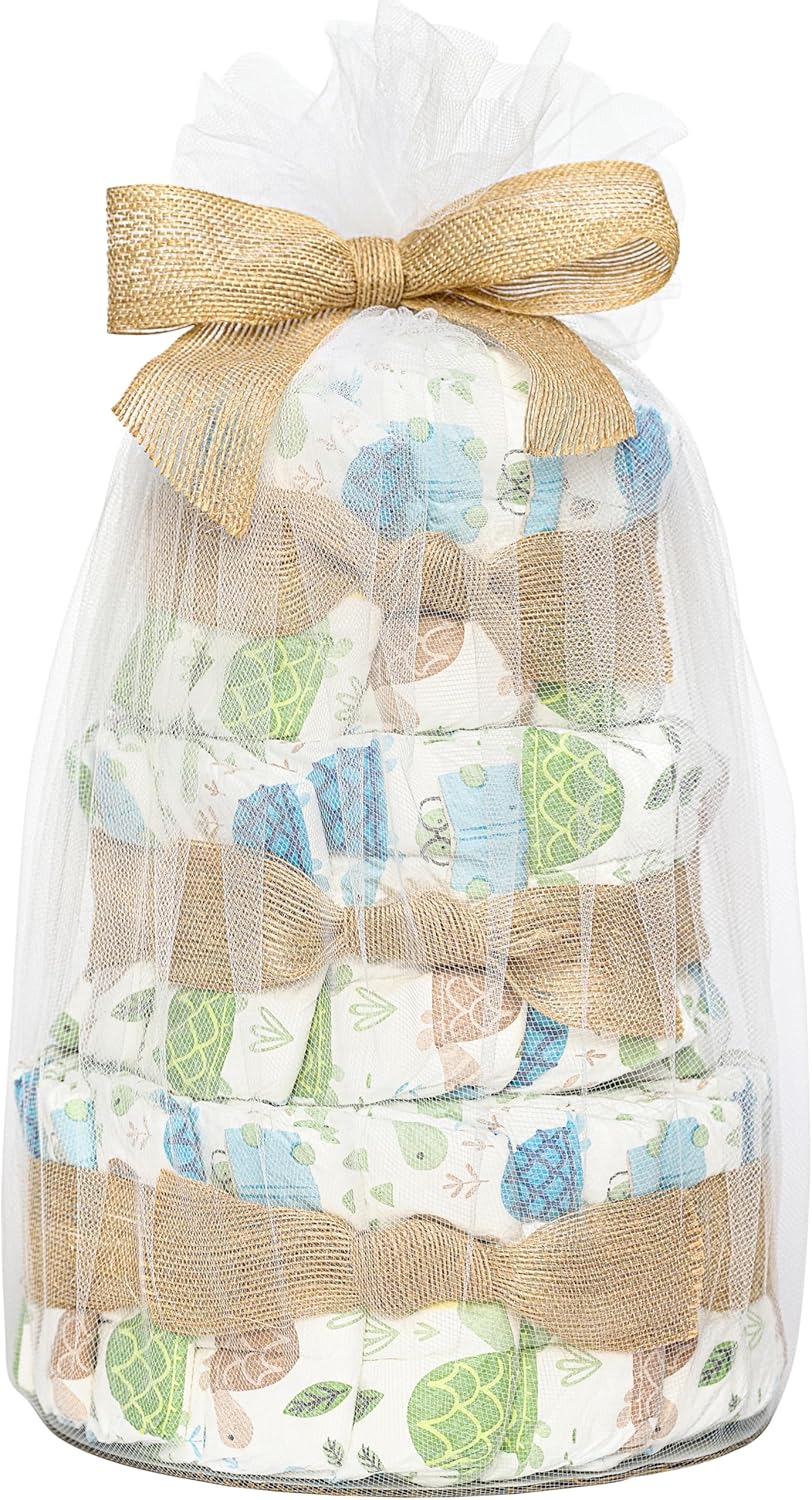 The Honest Company Diaper Cake | Clean Conscious Diapers, Baby Personal Care, Plant-Based Wipes | Turtle Time | Regular, Size 1 (8-14 lbs), 35 Count