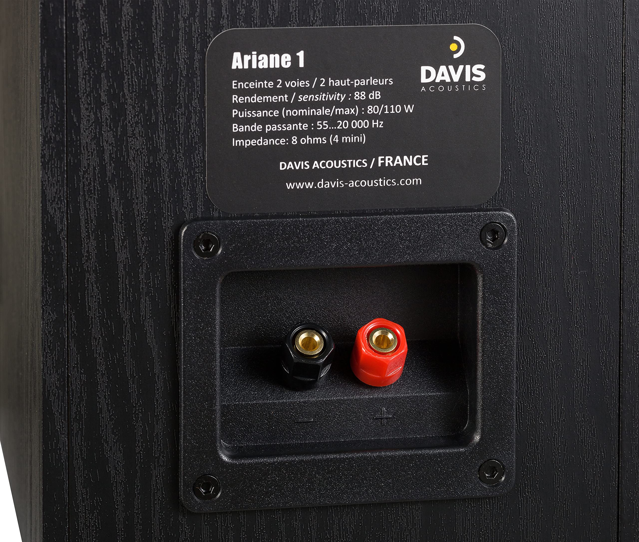 Davis Acoustics Ariane 1 Noir (Black) - Paire d'enceintes étagère 2 Voies/2 Haut-parleurs