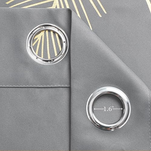 Miniatura 8 de Estelar Textiler - Cortinas opacas con bloqueo de luz y aislamiento térmico, con patrón dorado de hoja de palma y trigo, para sala, 52 pulgadas de