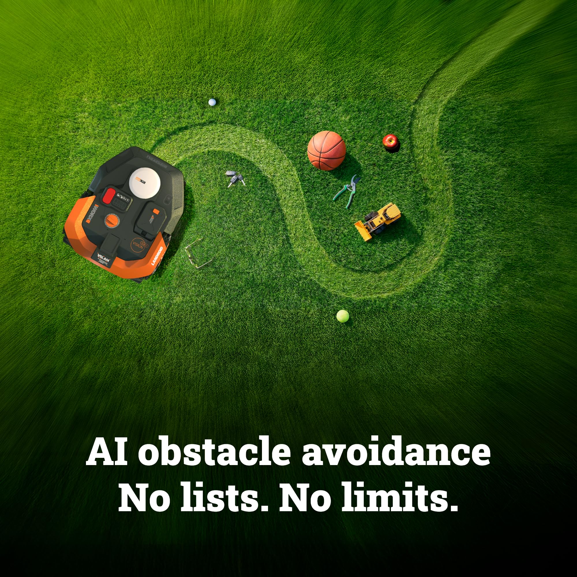 Worx Landroid Vision Cloud Robot cortacésped, cortacésped sin perímetro, Robot cortacésped para 1/4 Acre, prevención de obstáculos con IA y navegación RTK en la Nube, Pendiente del 30%, mapeo