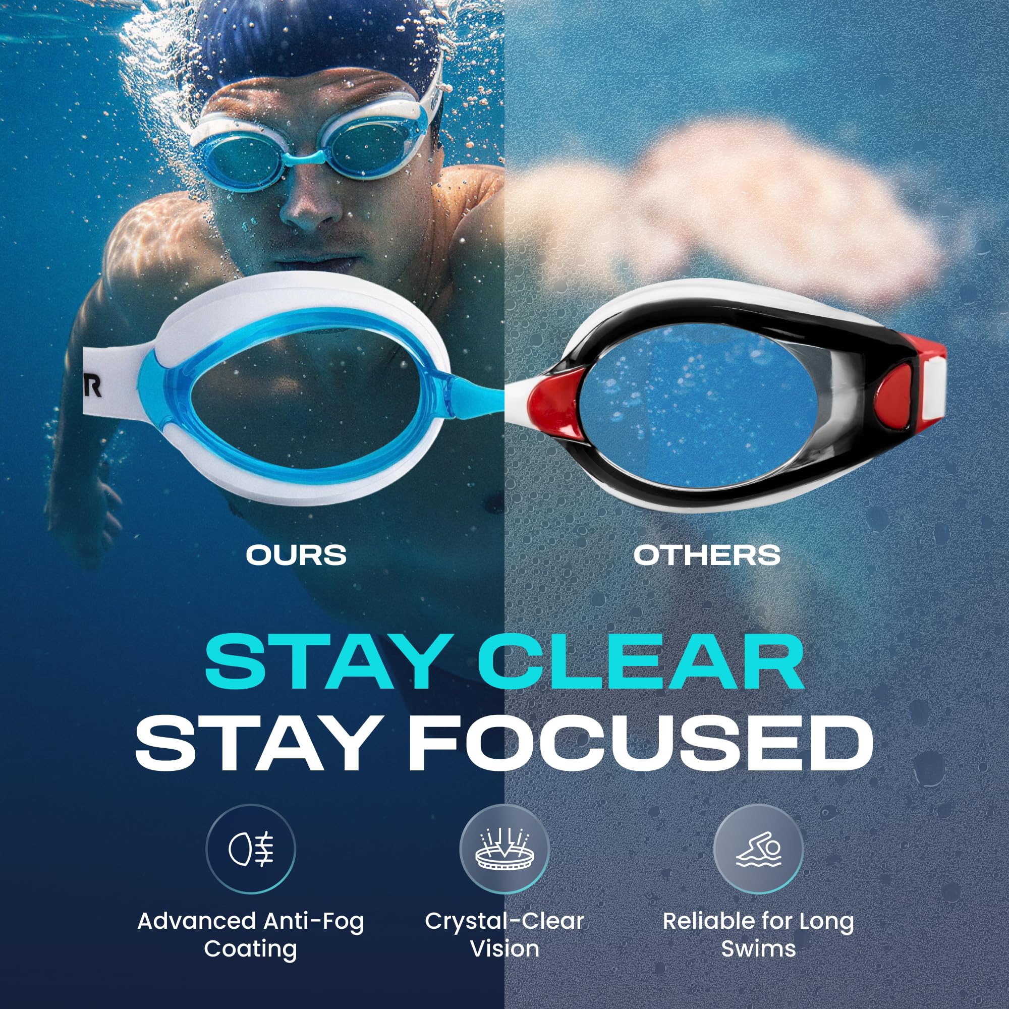 Clear'r Okulary pływackie dla dorosłych Dash