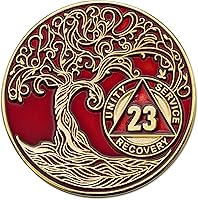 Vista 72 de Medallón AA de 5 años – Árbol de la Vida trenzado chapado en oro AA Chip de recuperación – morado