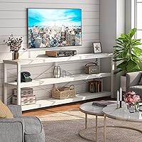 Vista 9 de Tribesigns Mesas de sofá de 71 pulgadas, mesa de sofá extra larga, mesa de consola estrecha y larga, mesa de entrada, mesa de sofá con estantes
