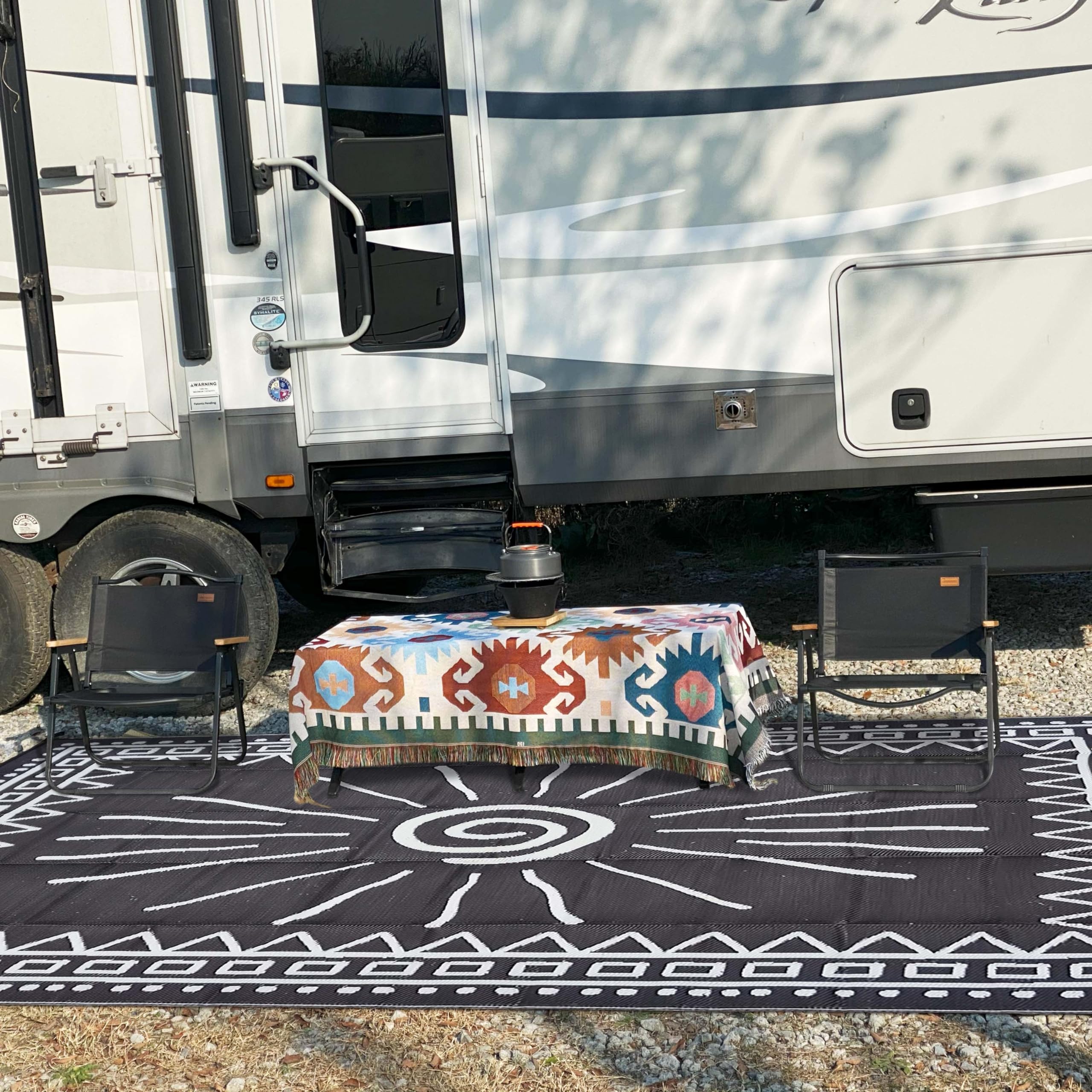 CircleRoad RV Outdoor Rug, 9'×12' Plastic Straw Waterproof Rugs ...