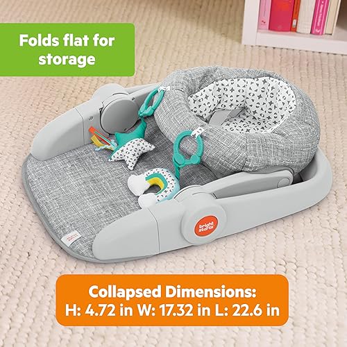 Miniatura 8 de Bright Starts Learn-to-Sit Asiento de suelo para bebé, 2 posiciones para crecer con bebé, silla de bebé portátil, incluye juguetes sensoriales, Gris