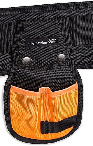 Miniatura 6 de Internet's Best delantal para las herramientas de carpintería, con 10 bolsillos, cinturón de trabajo de fácil desabrochado, con estuche para