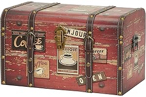 Household Essentials Decorative Home Storage Trunk-Luggage Style, Coffee Shop Design in Orange