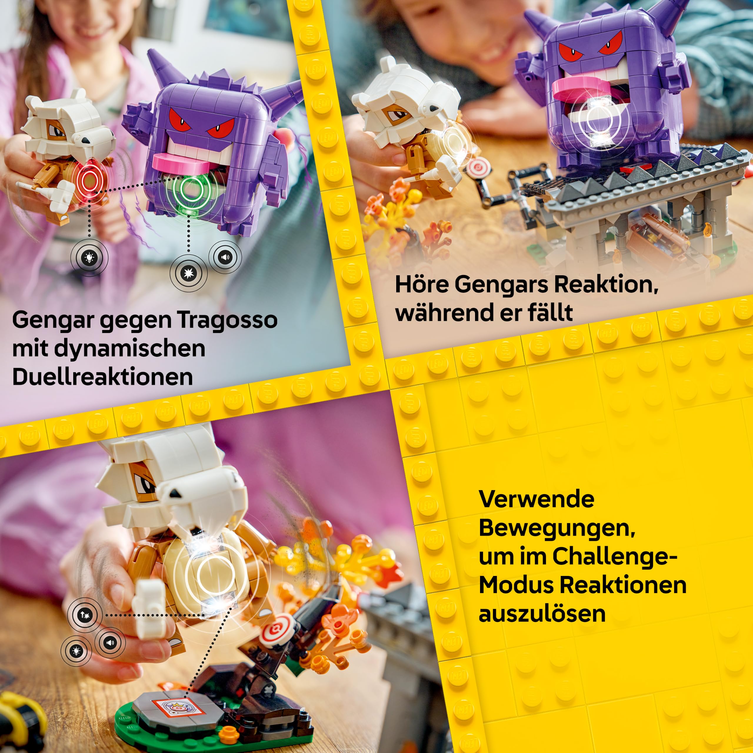 LEGO Pokémon SMART Play: Tragossos und Gengars Gruselduell - kompatibles interaktives Spielset mit 4 SMART Tags und 2 Pokémon Figuren - Geschenkidee für Kinder ab 8 Jahren - 72166