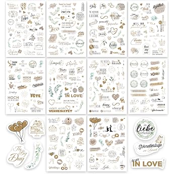 colortouch Wedding Guest Book Stickers 325 designs Wedding Stickers for Photo Album 10 Sheets Wedding Stickers for Bullet Journal Vintage Wedding Stickers Cream Sticker