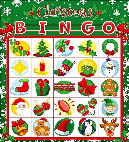 Miniatura 8 de JOYIN Juego de 28 jugadores de tarjetas de bingo de Navidad para niños, juegos de mesa de fiesta de Navidad, tarjeta de bingo de invierno, juegos de