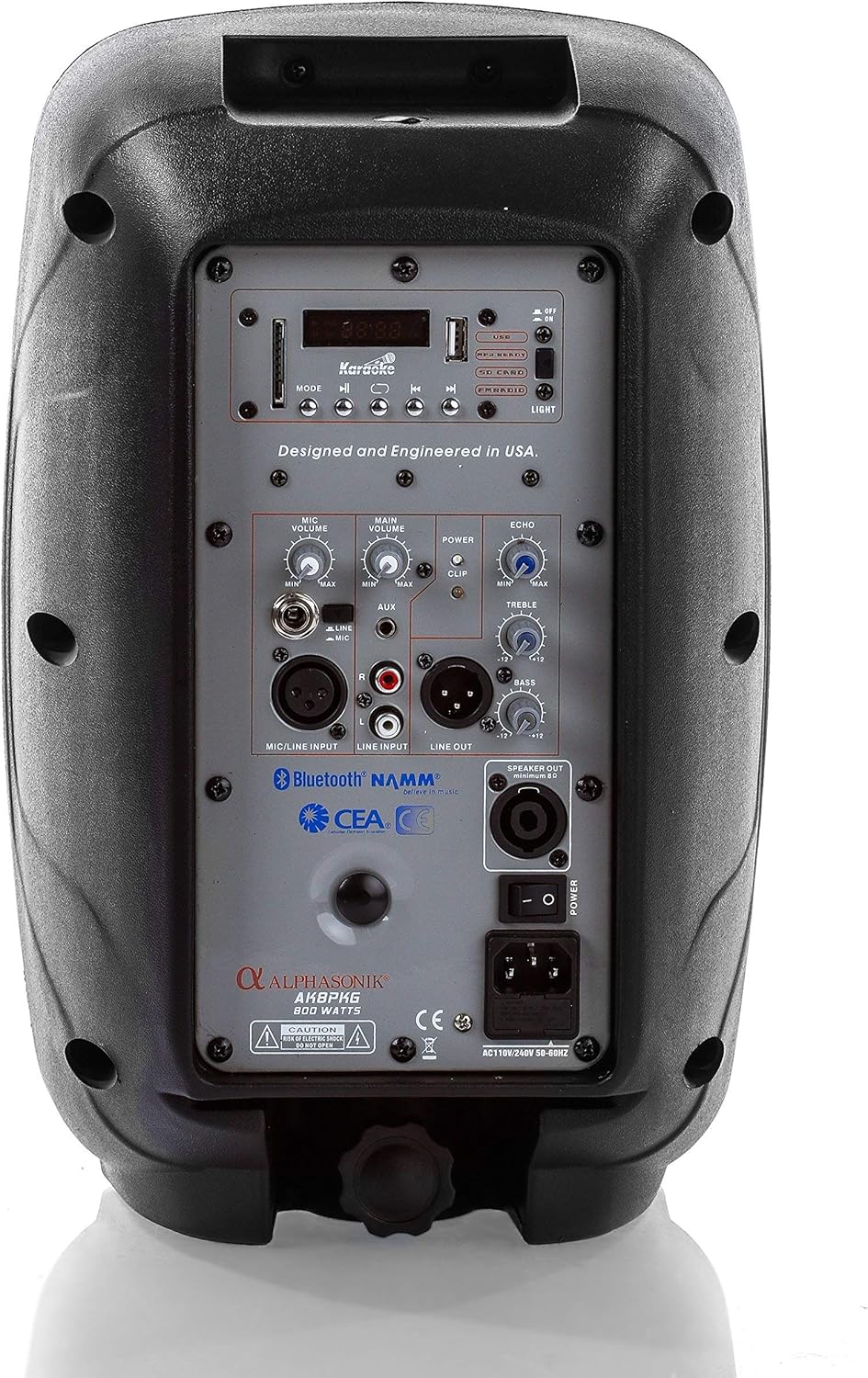Get Cheap Price Pair Alphasonik All-in-one 8 Powered 800W PRO DJ Amplified Loud Speakers with Bluetooth USB SD Card AUX MP3 FM Radio PA System LED Lights Karaoke Mic Guitar Amp 2 Tripod Stands Cable and Microphone