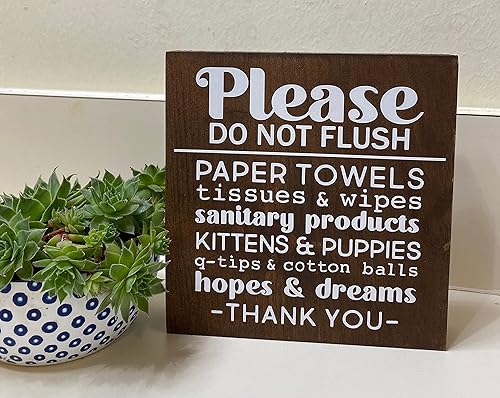 Interesante letrero de madera con texto en inglés Please Do not flush, Please Do not flush (Please Do not flush) de toalla de papel para gatitos,