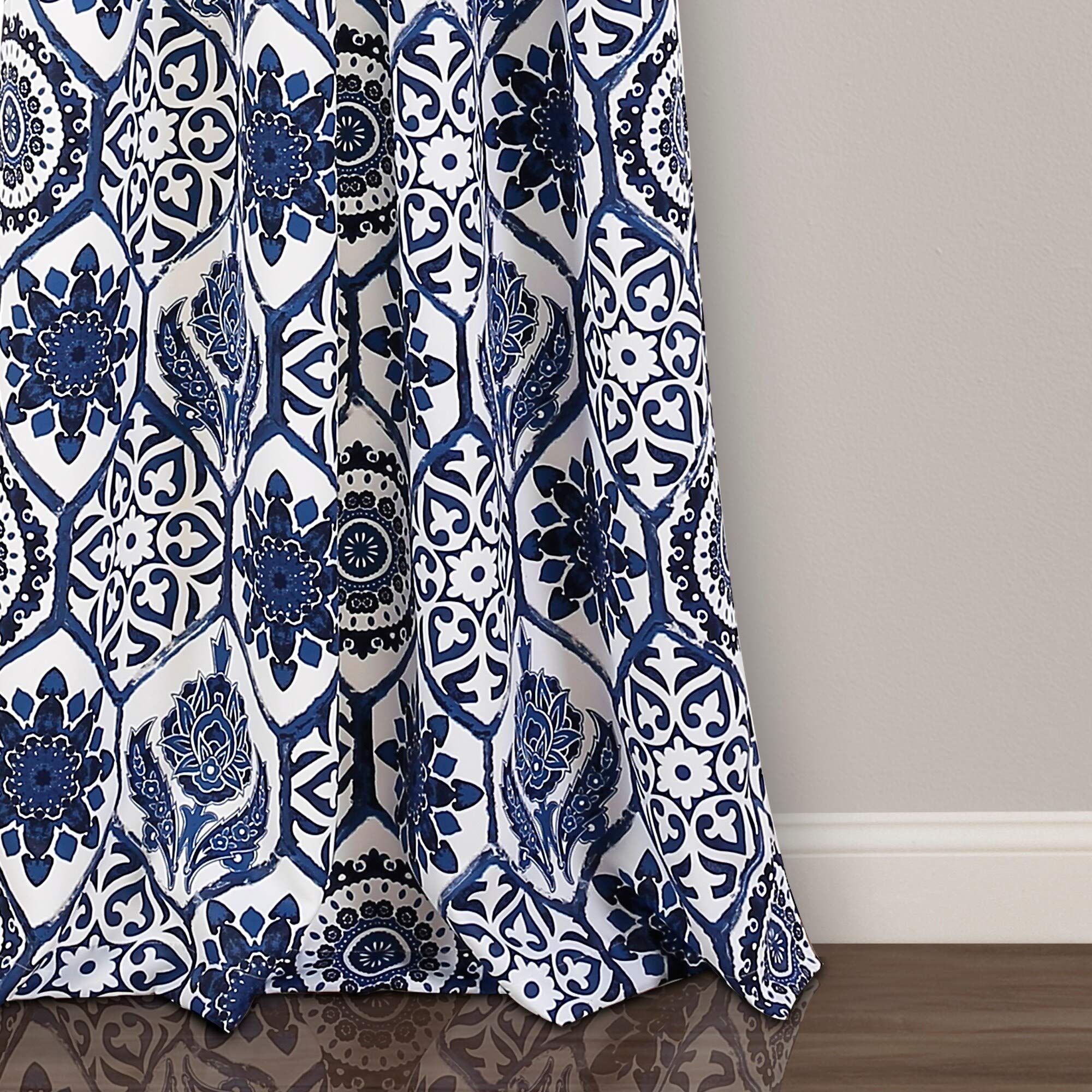 Lush Decor Marvel Light Filtering Window Curtain Panel Pair, 52" W x 95" L, Navy
