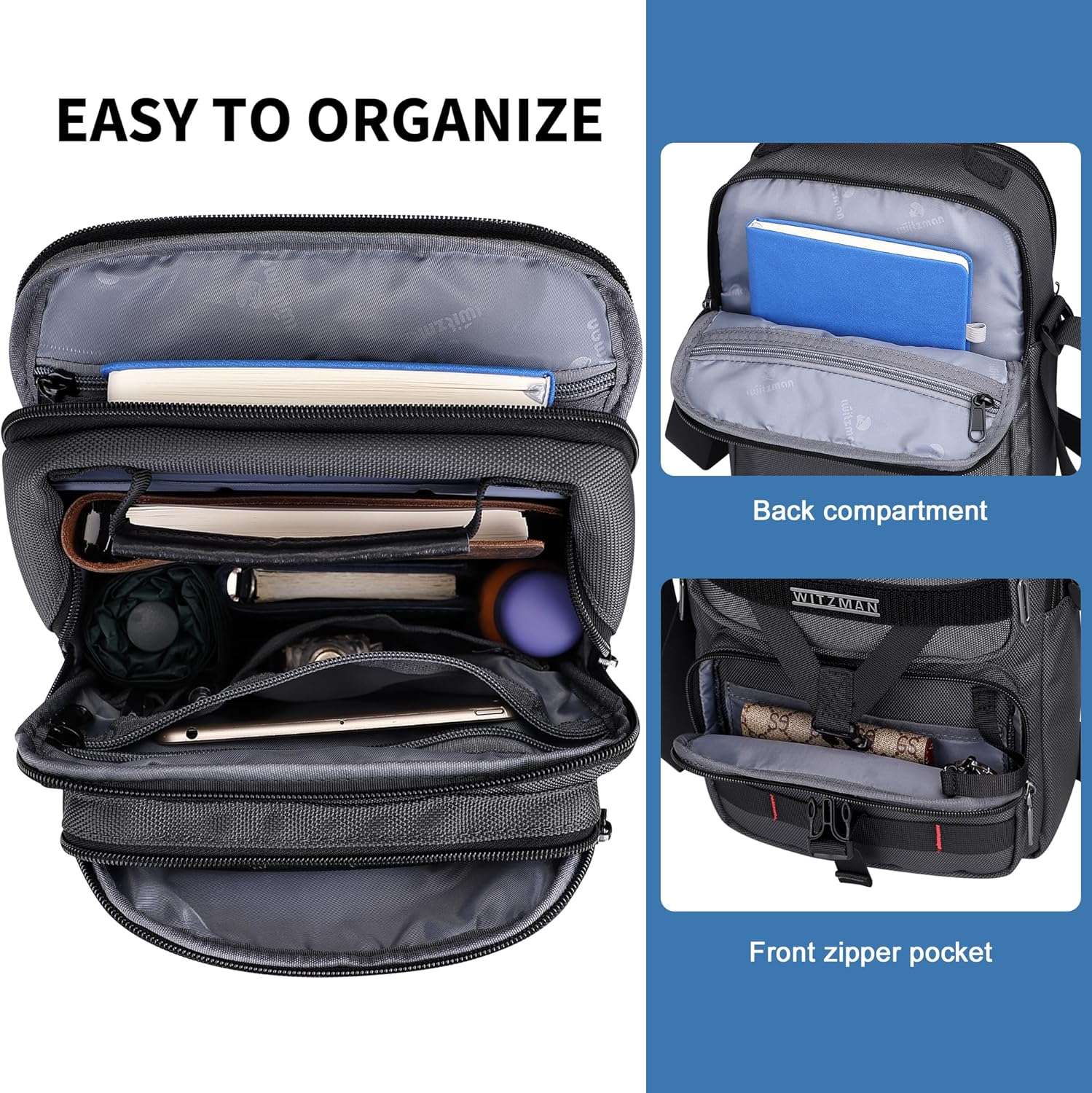 WITZMAN Crossbody Bag for Men Travel Small Shoulder Bags Lightweight Man Purse Messenger Bag for Casual Daliy Work Traveling - Image 4