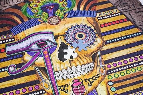 Miniatura 7 de Lztangguo Rompecabezas para adultos, 500 piezas, cabeza de calavera de faraón egipcio, tamaño King TUT, rompecabezas grande