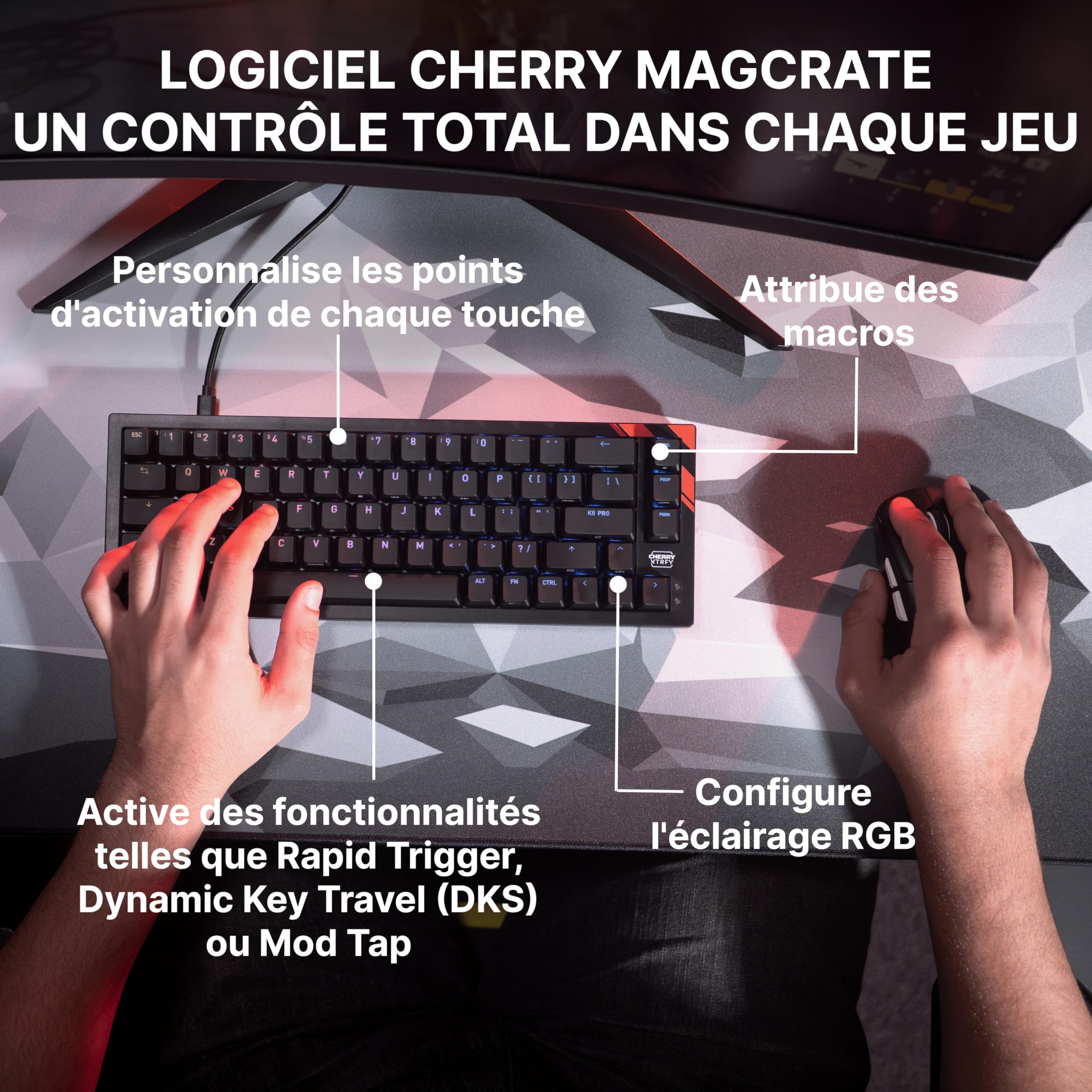 K5 Pro TMR Compact - Clavier Gaming Filaire Magnétique, Switches MK Crystal Personnalisables, Hot-Swap, Rapid Trigger, SnapKey, Atténuation du Son, 8000 Hz, Disposition FR (AZERTY), Noir