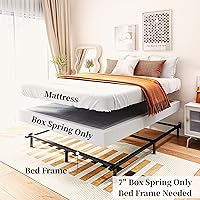 Vista 5 de Somier de 7 pulgadas, tamaño Queen, resorte de metal de alto perfil, base de colchón resistente, funda fácil de limpiar, silenciosa, antideslizante