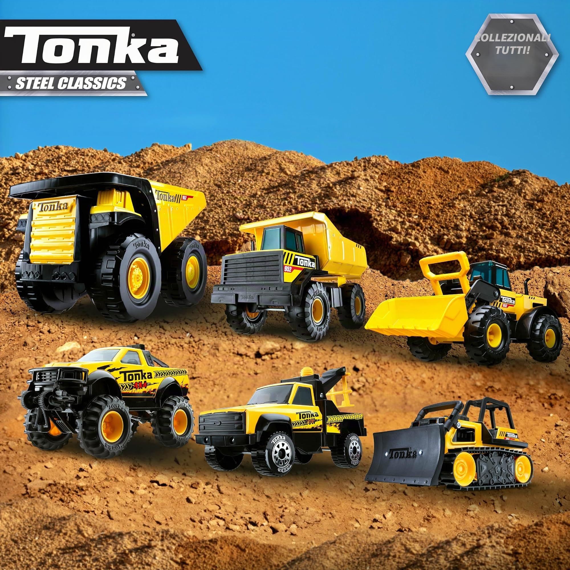 Steel Classics Grande camion ribaltabile, Tonka, giocattolo da costruzione, veicoli giocattolo per giochi creativi, grande autocarro ribaltabile, regalo per bambini e bambine dai 3 anni in su