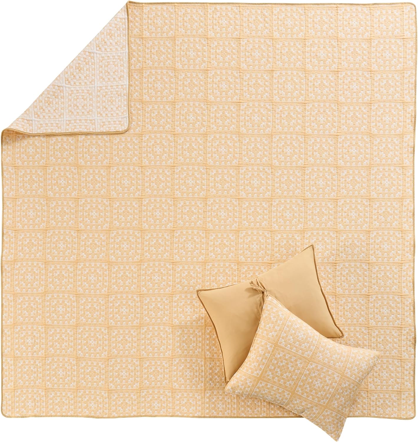 Greenland Home Fashions Granny Squares Vintage Matelassé Collection Coverlet Set, 2-Piece Twin/XL