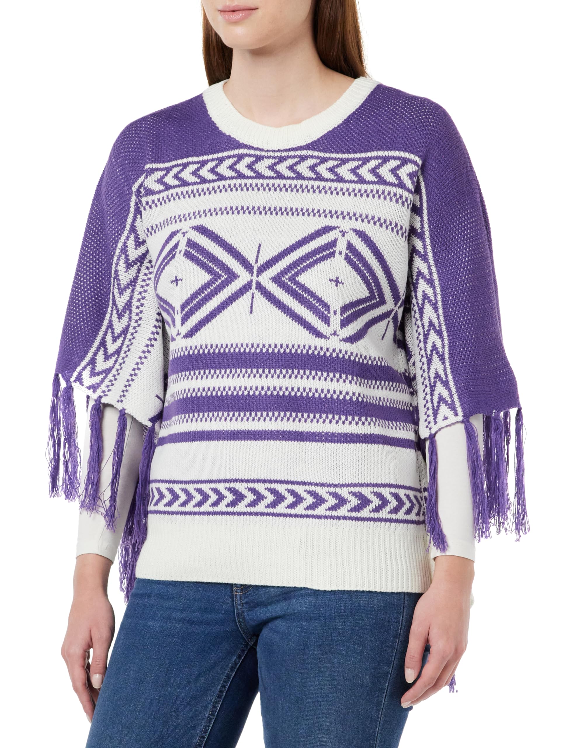 Sudadera poncho para mujer caneva lila morado cómoda de algodón XS/S 5