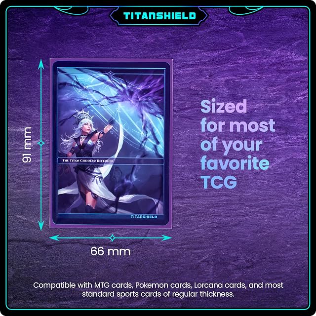 Foto 3 de 7 de TitanShield - Fundas de cartas coleccionables para juegos de mesa de tamaño estándar (150 unidades/Púrpura)…