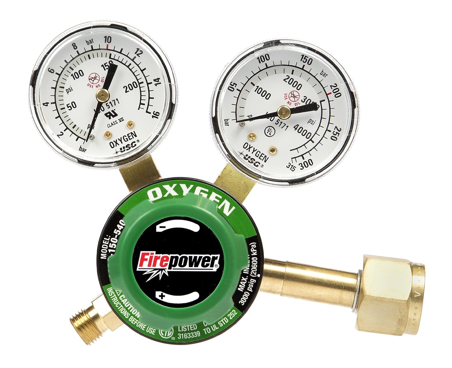 Firepower 0781-9826 250 Series OxyFuel Oxygen Regulator for Tips with a 5-Inch Cutting Capacity