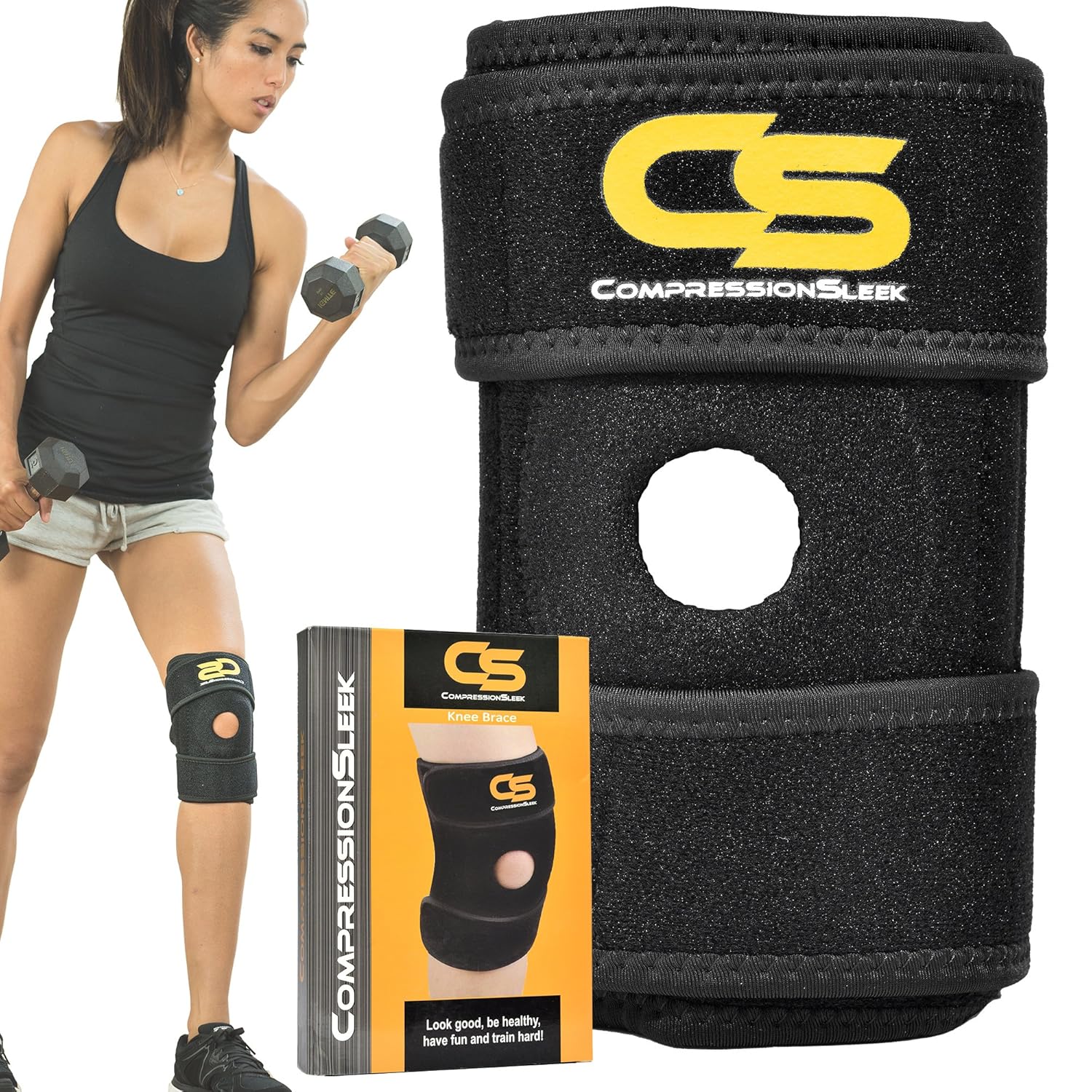 Knee Brace Open Patella 2 Straps Best for Support, Sprains