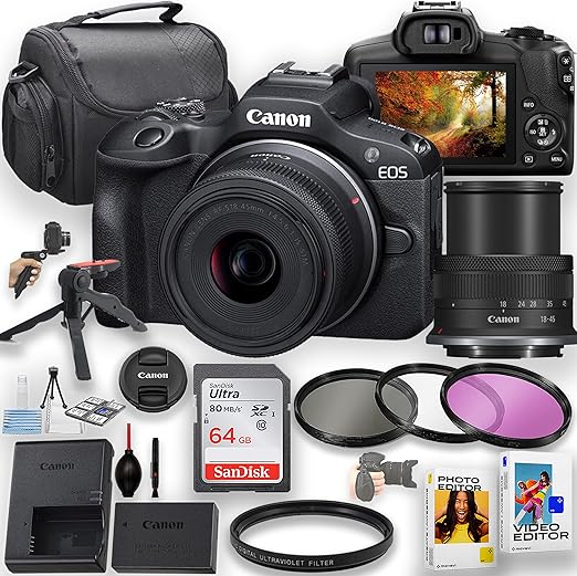 Amazon.com : Canon EOS R100 Mirrorless Camera with 18-45mm Lens, 64GB ...