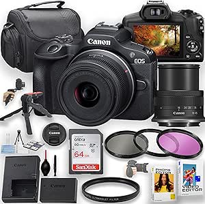 Amazon.com : Canon EOS R100 Mirrorless Camera with 18-45mm Lens, 64GB ...
